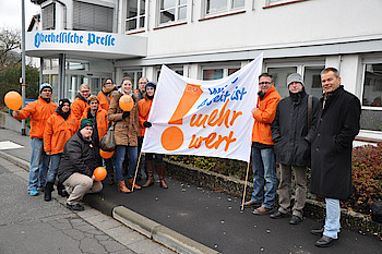 Die organisierten Redakteurinnen und Redakteure der Oberhesssichen Presse streikten am vergangenen Freitag zum fünften Mal. (Foto: red)